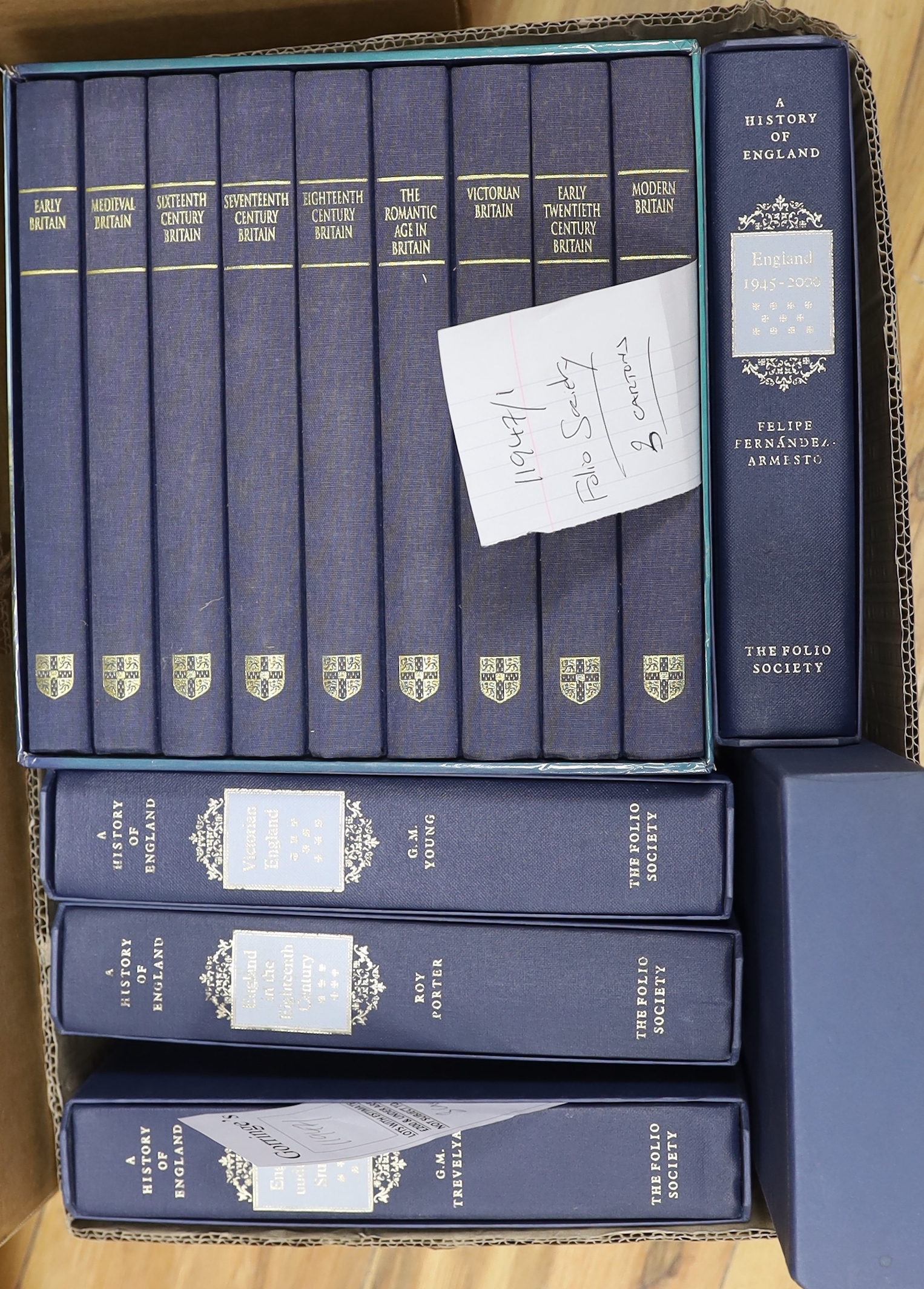 Folio Society - A miscellany of British History, includes The Cambridge Cultural History of Britain - 9 vols (boxed), many illus., gilt cloth, 1995; Rowse's England of Elizabeth. 4 vols. (boxed). num. illus., gilt cloth,